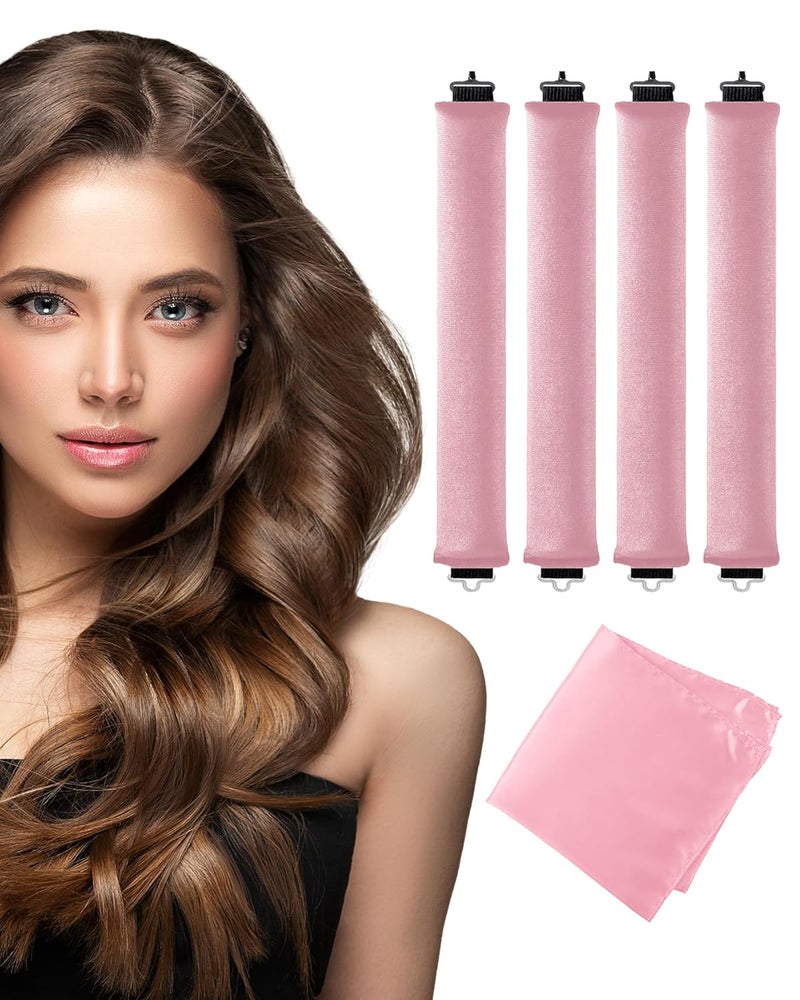 Seritant Heatless Curls Overnight Hair Curler - 4 Pcs Curling Rod to Sleep In, Velvet Hair Rollers with Satin Hair Scarf - Image 1